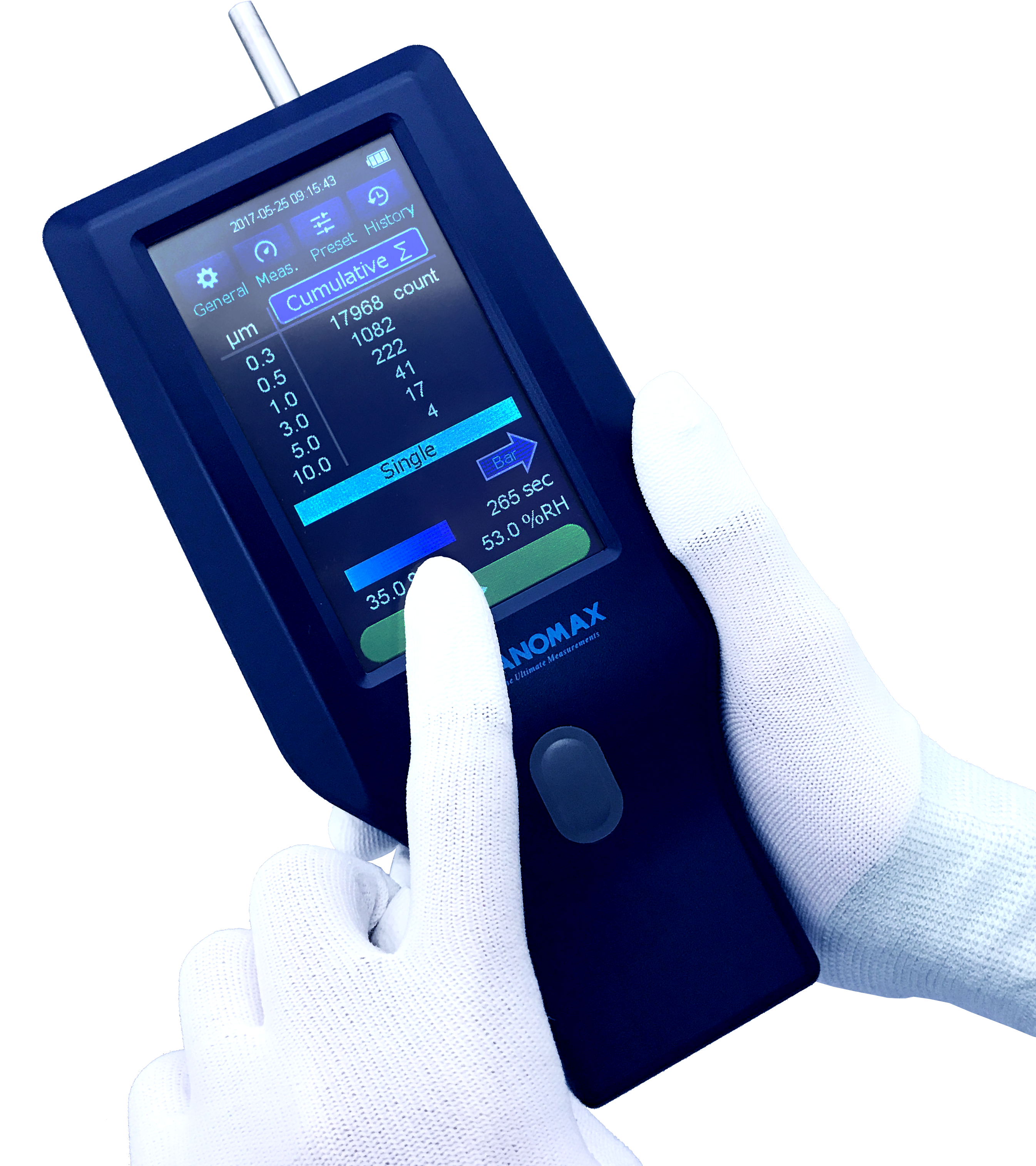 Ergonomic Grip Allows For Comfortable Operation In - Kanomax 3889 6-channel Handheld Laser Particle Counter (2788x3241), Png Download