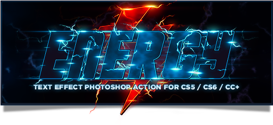 Energy Text Photoshop Action Lightning And Flash Cyberpunk - Energy (610x258), Png Download