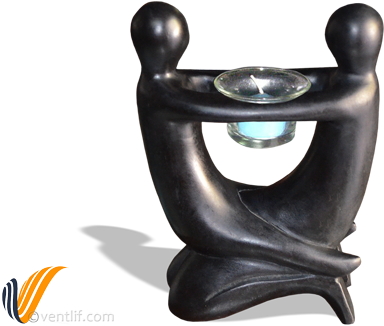 Abstract Candle Holder Wood Carving With Votive - Wood Carving (500x331), Png Download