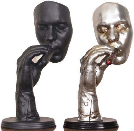Abstract Art Man Smoking A Cigar - Sculpture (580x546), Png Download
