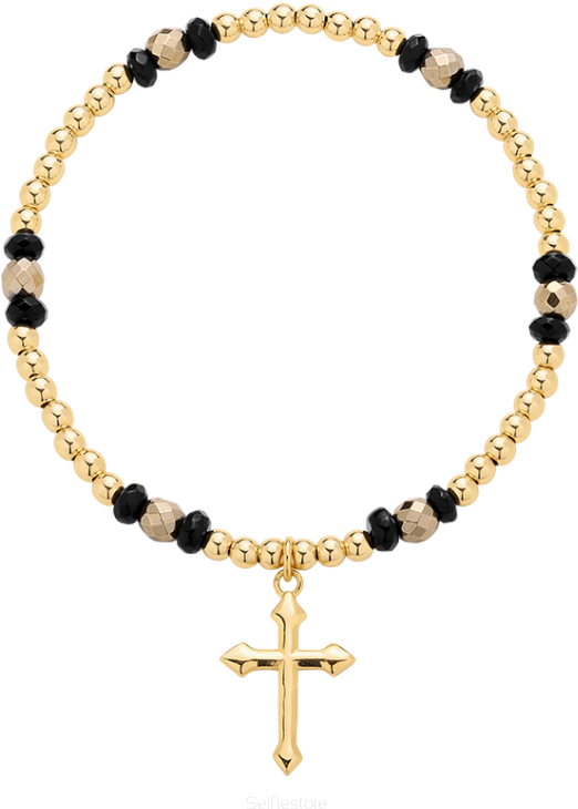 Bracelet With Gothic Cross - Bransoletka Czarna Z Krzyzykiem (756x756), Png Download