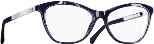 Chanel Cat Eye Eyeglasses Acetate Metal Dark Blue - Occhiali Da Vista Tartarugati Chanel (564x720), Png Download