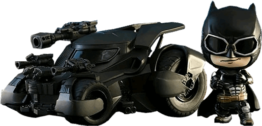 Batman With Batmobile Cosbaby Vinyl Hot Toys Figure - Batmobile (600x600), Png Download