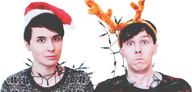 Christmas Transparent - Festive Dan And Phil (694x318), Png Download