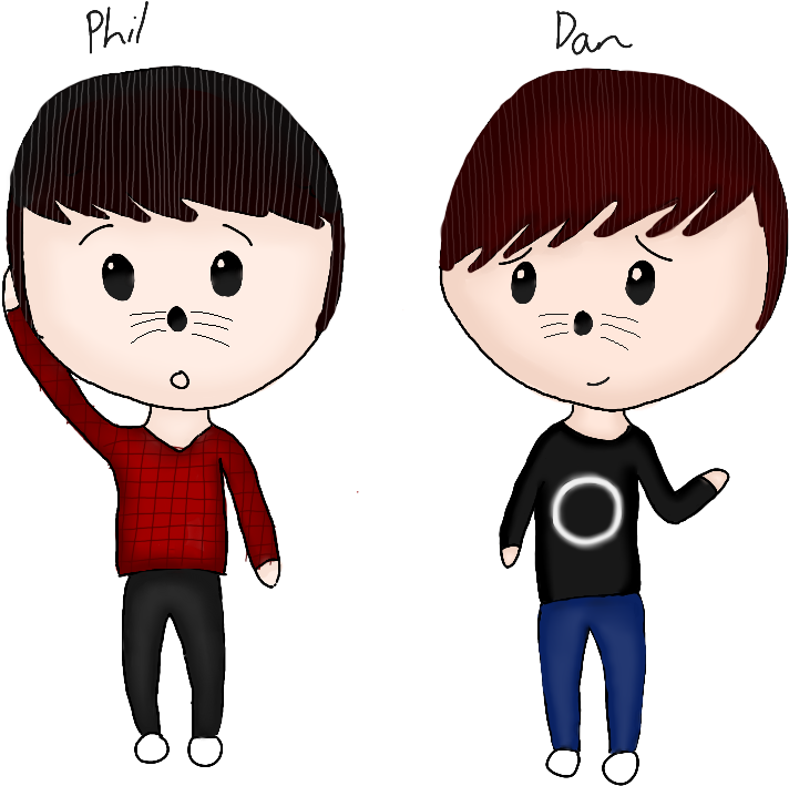 Dan And Phil - Drawing (1037x1104), Png Download