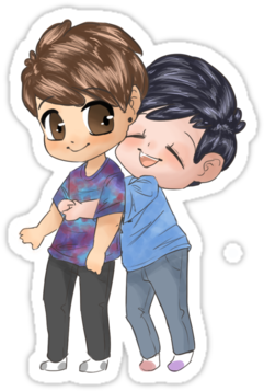 Dan And Phil Hugging By Phantomalex - Can T Be Without You Cartoon (375x360), Png Download