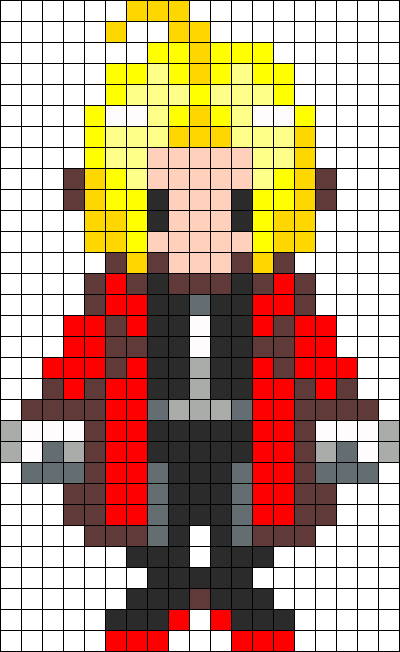 Edward Elric Pattern Perler Bead Pattern / Bead Sprite - 8 Bit Full Metal Alchemist (400x652), Png Download