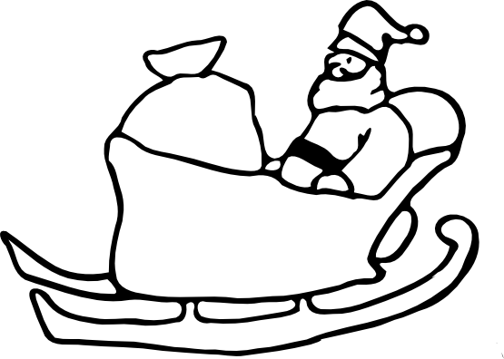 How To Draw A Santa And Google - Santa In Sleigh Clipart Black And White (555x396), Png Download