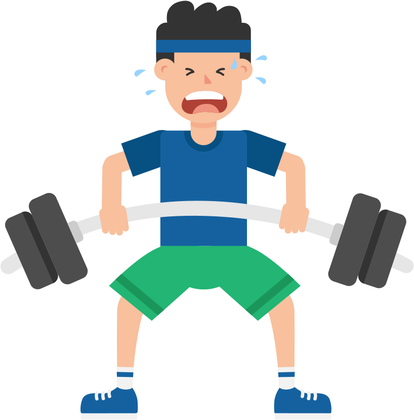 Vector Royalty Free Stock Dumbbell Clipart Weight Room - Man Lifting A Barbell (2000x1125), Png Download