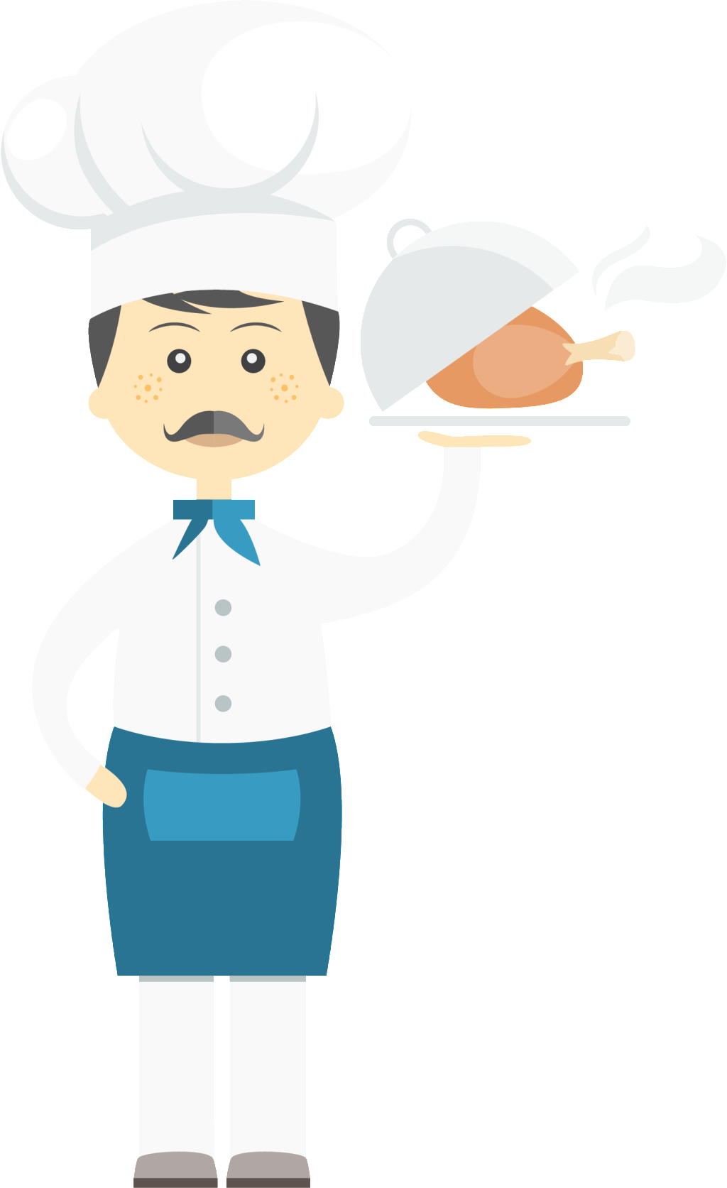 Flat Male Chef Cartoon Background Vector - Portable Network Graphics (1024x1673), Png Download