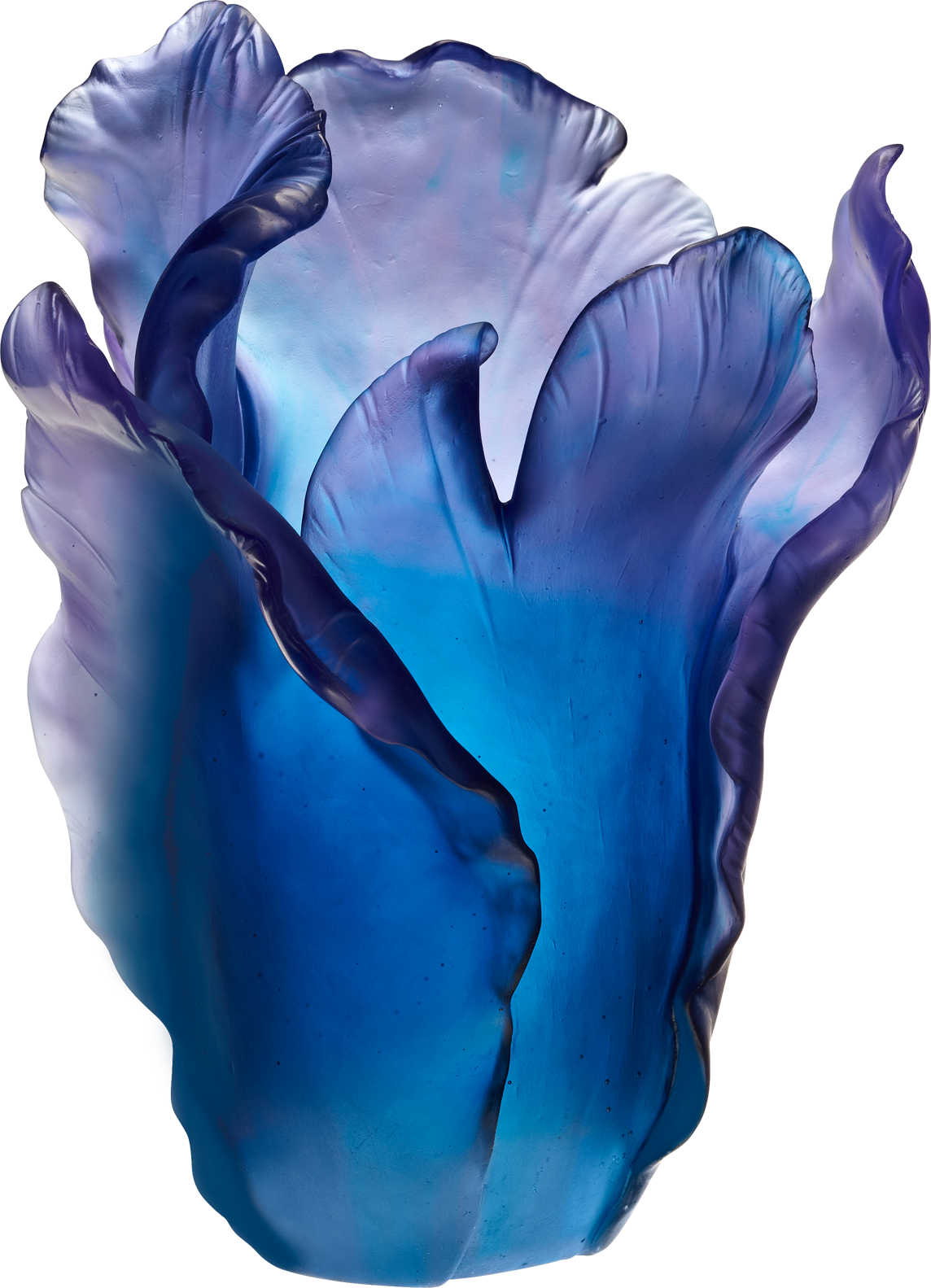 Daum Tulip Large Vase In Blue & Purple - Daum Crystal Blue Tulip Vase (1144x1583), Png Download
