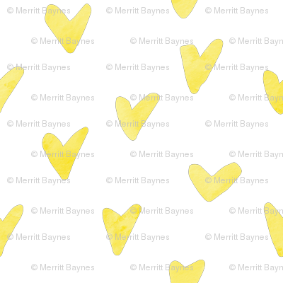 Watercolor Hearts - Lemon Yellow - Watercolor Painting (400x400), Png Download