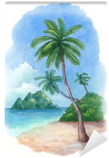Watercolor Illustration Of The Tropical Beach Wall - Arc Of Lark - Simon Peter - Download (400x400), Png Download