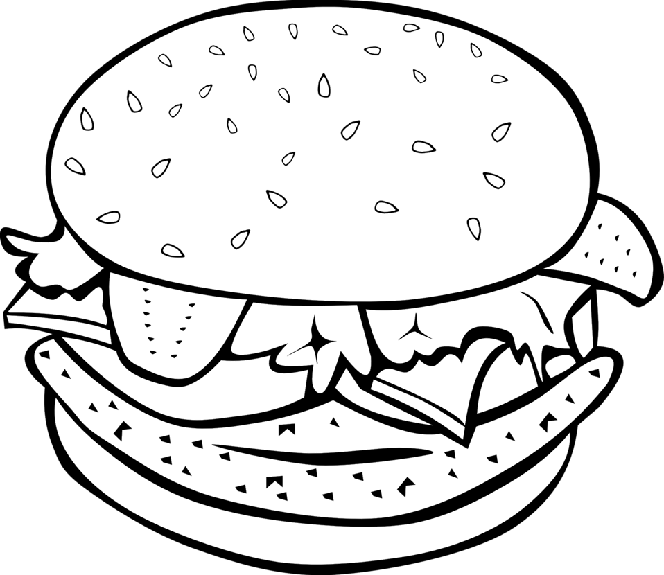 Fast Food, Lunch And Dinner, Chicken Hamburger - Hamburger Clip Art (800x693), Png Download