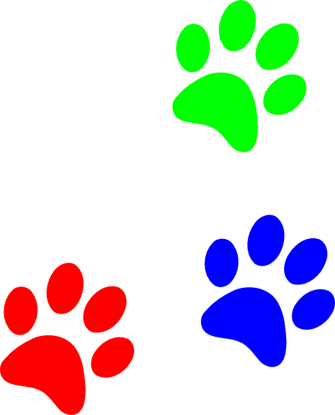 Paw Clipart Colored - Blue And Gold Paw Print (480x594), Png Download