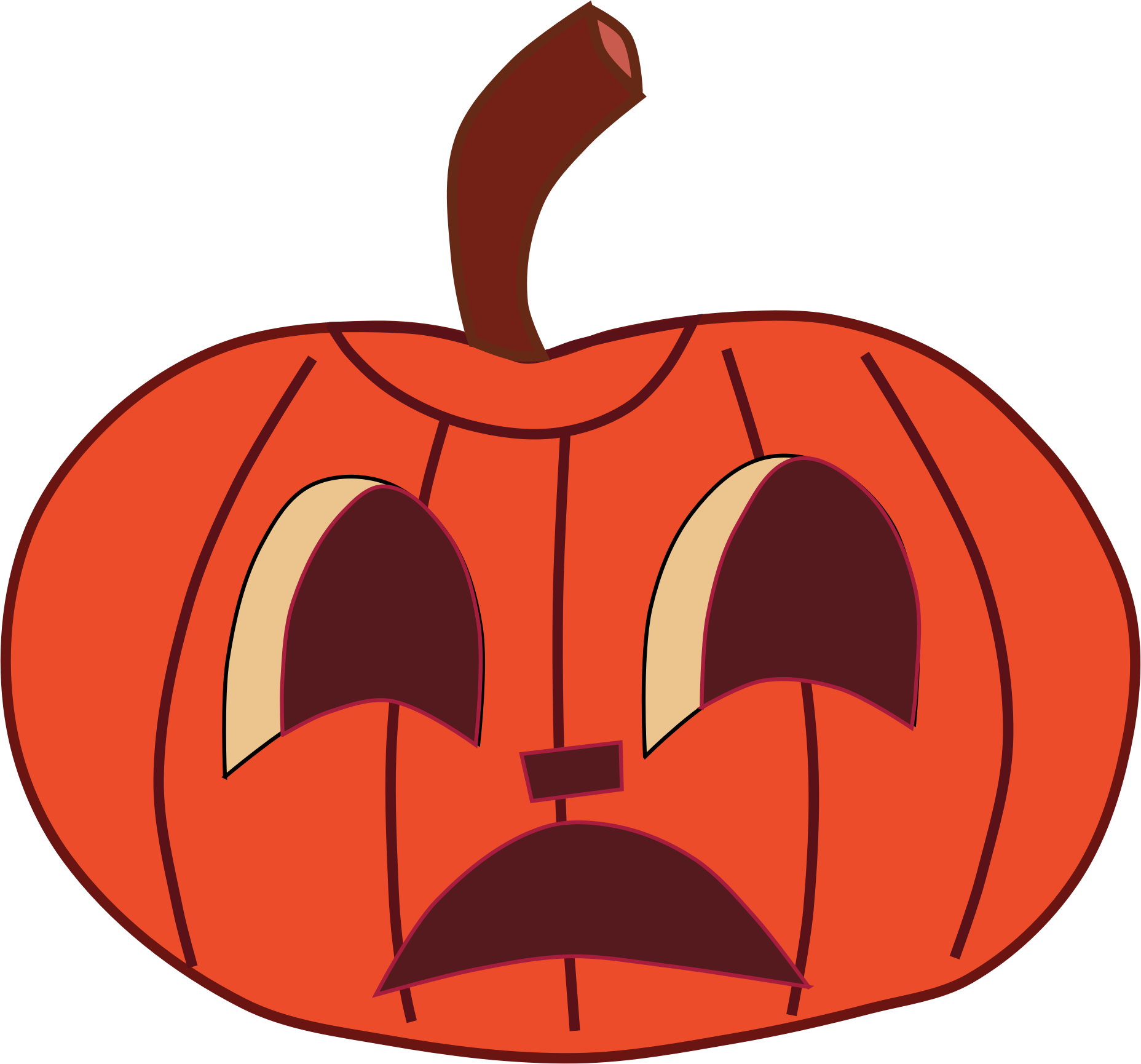 Vector Download Painted Halloween Faces Big Image Png - Sad Jack O Lantern Face (1856x1730), Png Download
