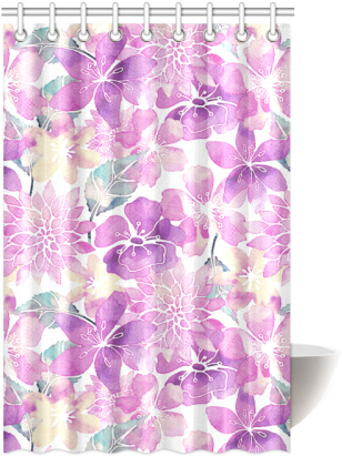 Pastel Watercolor Flower Pattern Shower Curtain - Patchwork (500x500), Png Download