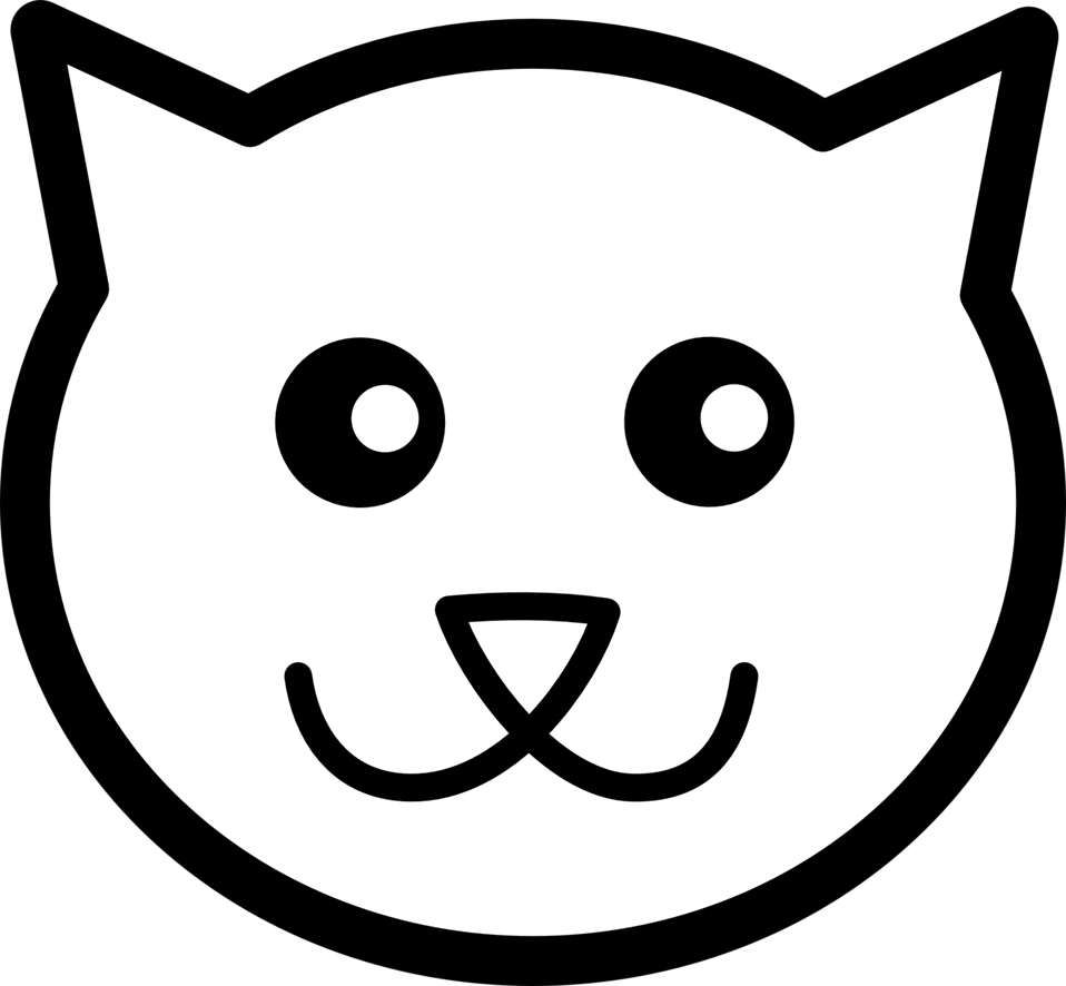 Cat Line Art - Cat Face Cartoon Drawing (800x800), Png Download