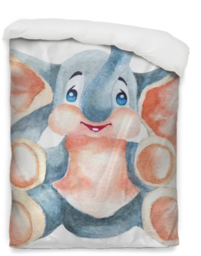 Watercolor Baby Elephant Illustration On White Duvet - Watercolor Painting (400x400), Png Download