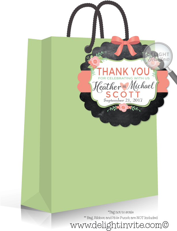 Vintage Chalkboard Wedding Favor Tag - 40th Birthday Black Thank You Tag (613x822), Png Download