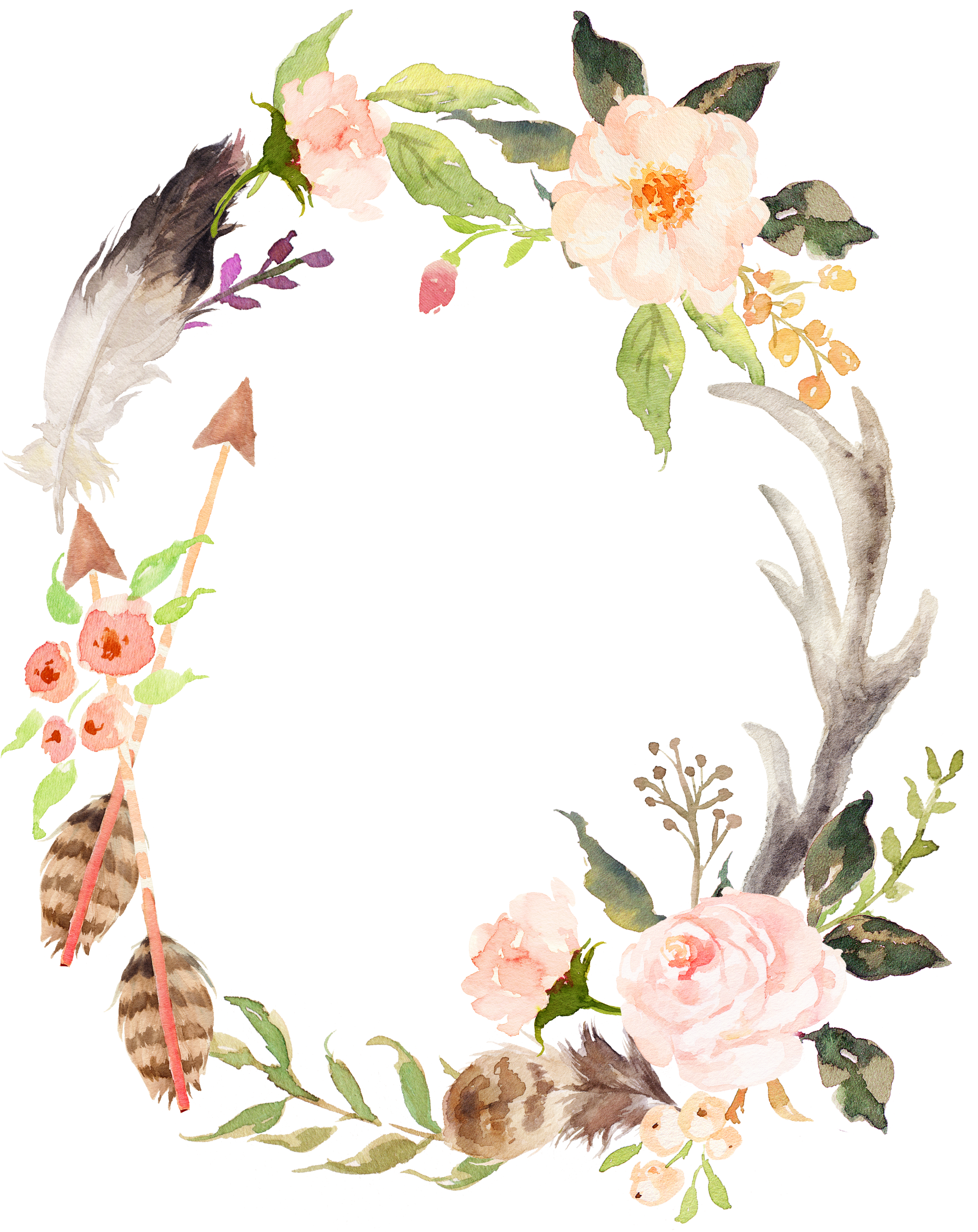Wedding Invitation Wreath Watercolor Painting Poster - Flower Wreath Watercolor Wedding (2881x3668), Png Download