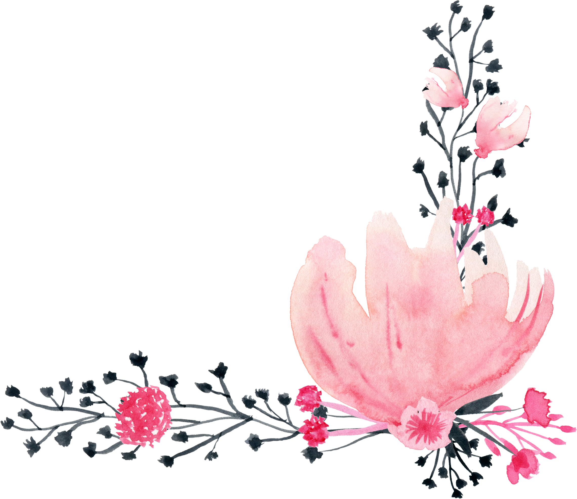 Watercolor Painting Drawing Ink - Watercolor Ink Flowers Png (2500x2500), Png Download