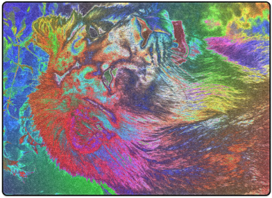 Neon Lion Blanket - Painting (500x500), Png Download