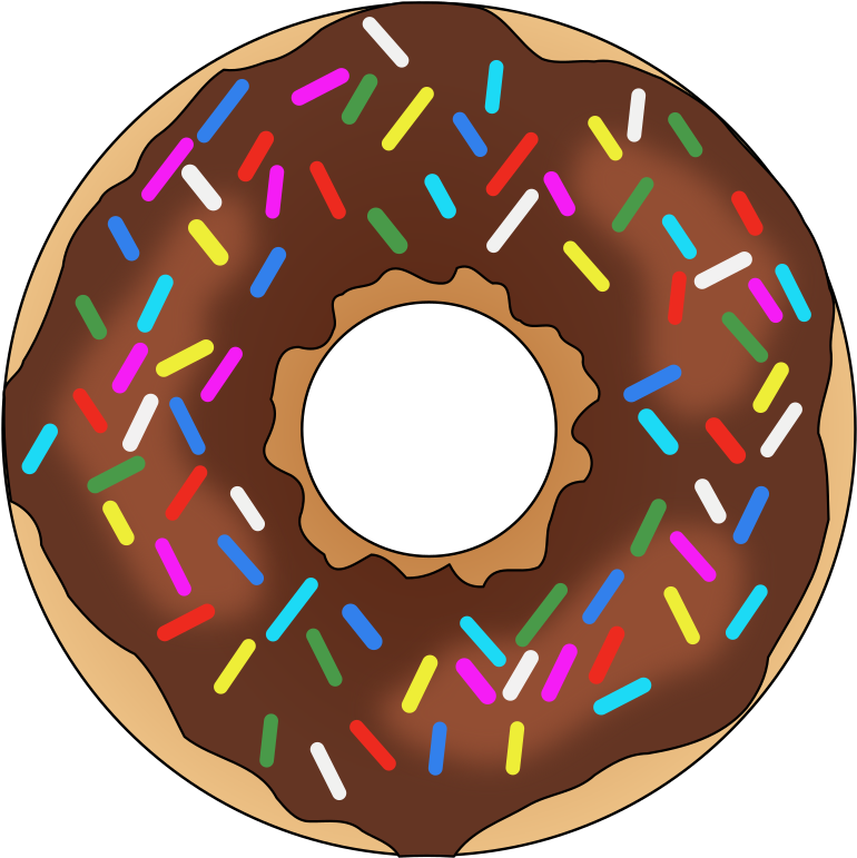 Dougnut Clipart Rainbow Sprinkles - Sprinkle Chocolate Donut 2.25" Large Magnet (999x1000), Png Download