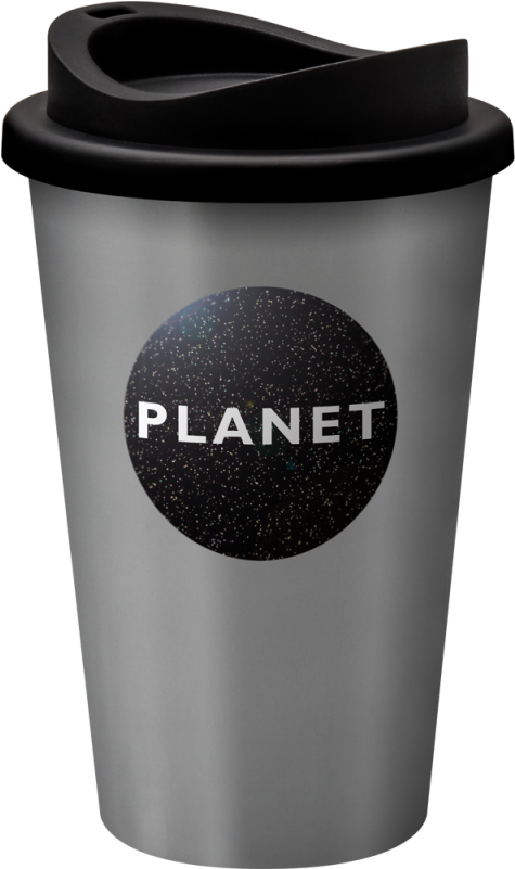 Printed Reusable Universal Coffee Mug 350ml Silver - Coffee Cup Promo Png (800x800), Png Download