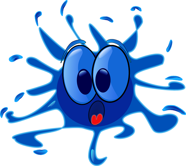 Paint Face Blot Blue Scared Surprised Expr - Scared Smiley Face (379x340), Png Download