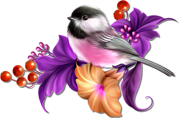 Birds, Birds Watercolor Bird, Bird Crafts, Paper Crafts, - Flowers And Sparrow Png (600x398), Png Download