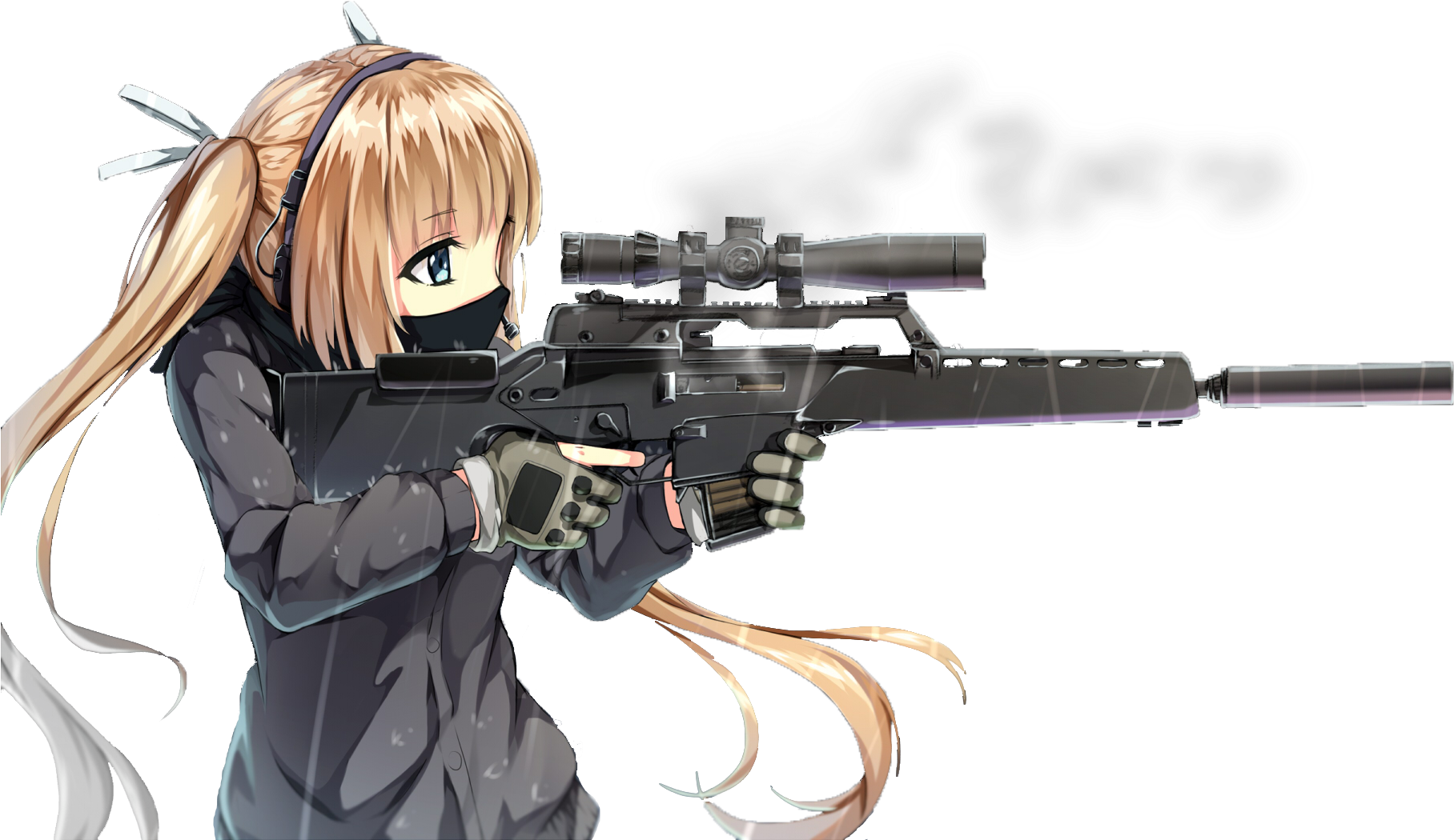 785613346previewsniper2 - Anime Cool Girl With Gun (1024x640), Png Download