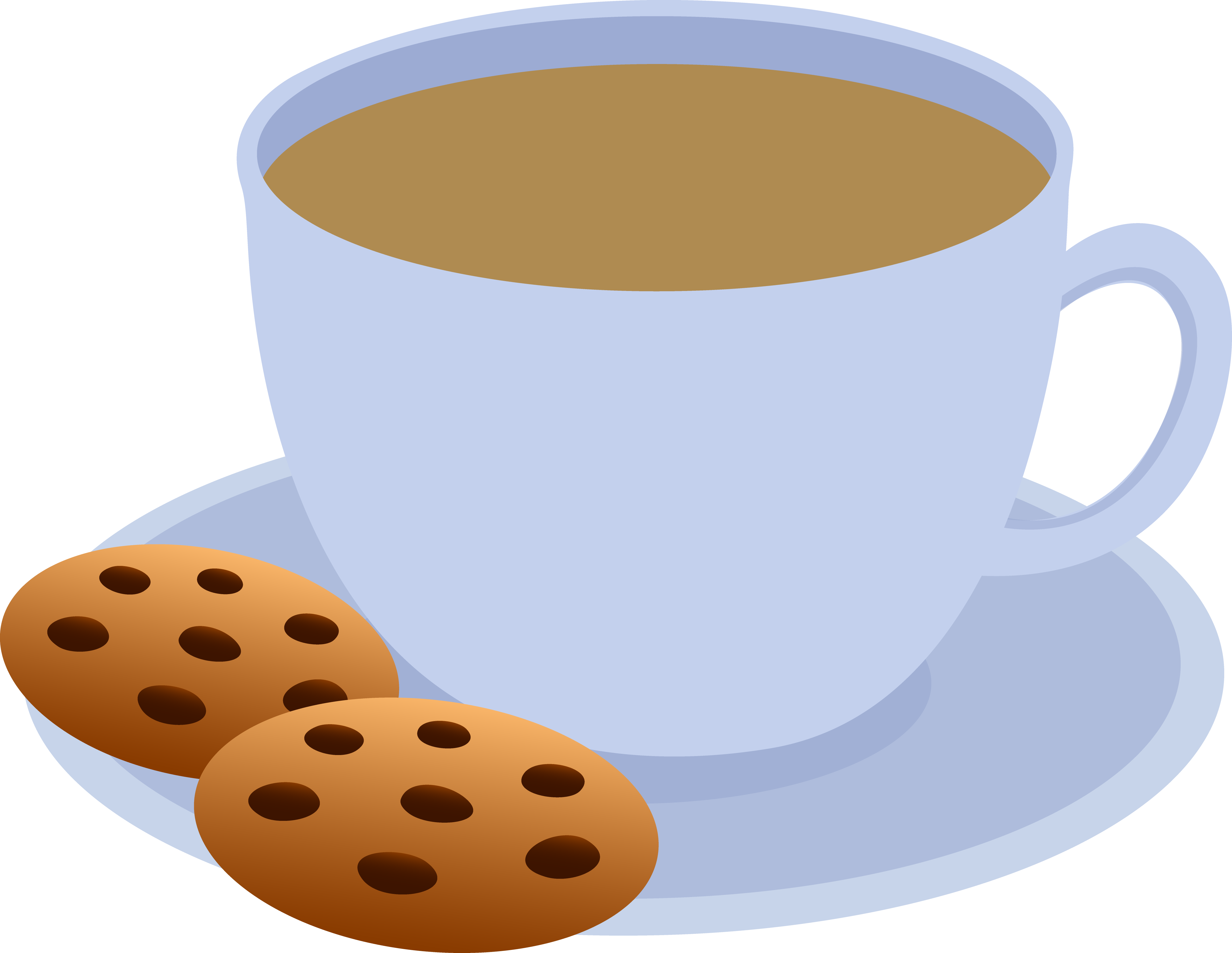Cup Of And Chocolate Chip Free Clip - Tea And Biscuits Clipart (4753x3678), Png Download