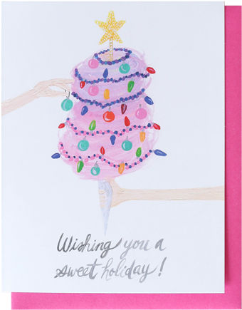 Cotton Candy Christmas Card (450x510), Png Download