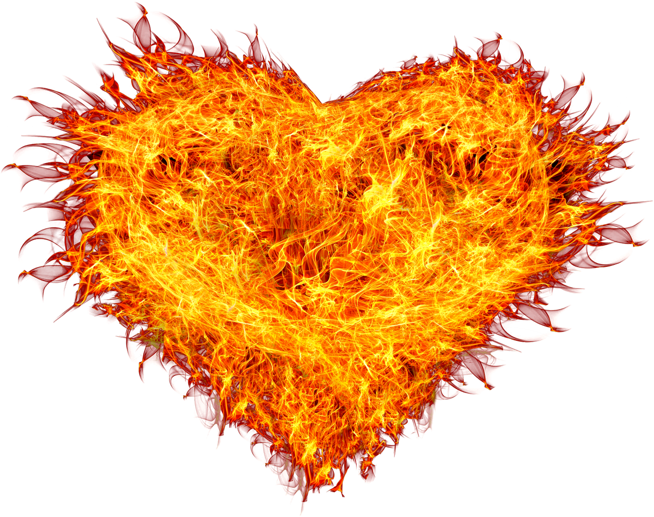 Fire Heart Png Transparent Image - Transparent Background Fire Heart (1500x1130), Png Download