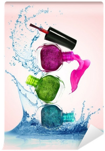 Bottles With Spilled Nail Polish Wall Mural • Pixers® - Banner Para Manicure E Pedicure (400x400), Png Download