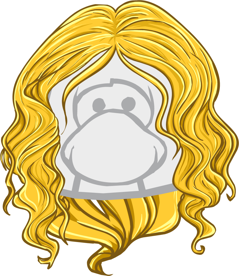 The Golden Waves - Club Penguin Gold Hair (972x1122), Png Download