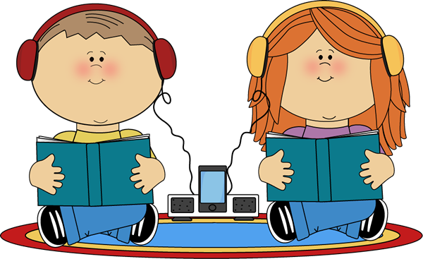 Clip Freeuse School Kids On Rug Listening To Books - Listening Center (600x367), Png Download