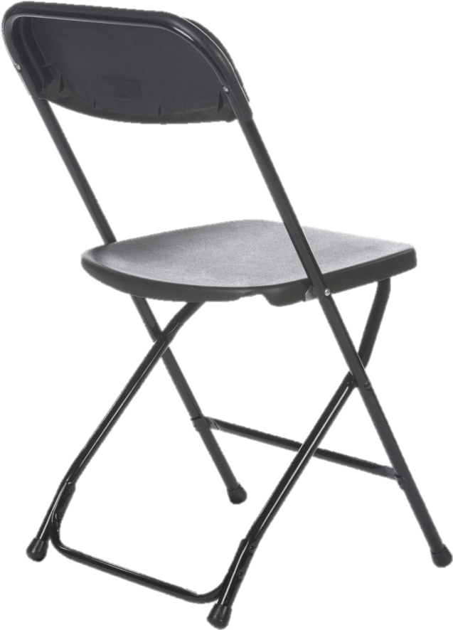 Black Plastic Folding Chair - Chair (676x939), Png Download