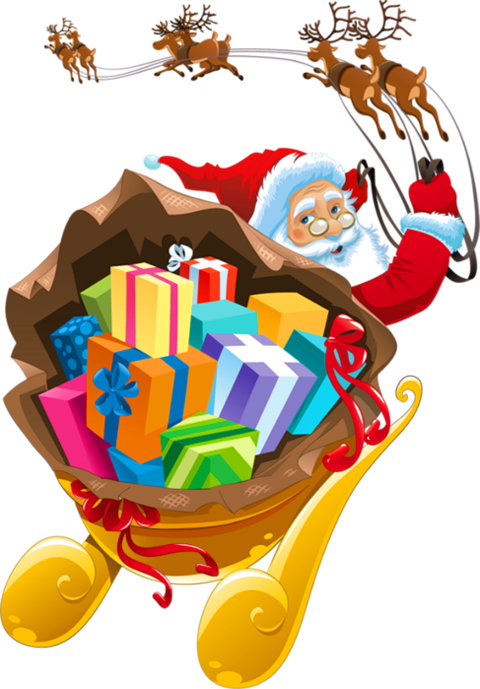 Transparent Santa Claus-with Sled - Santa Claus Sled Png (480x689), Png Download