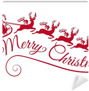 Santa With His Sleigh And Reindeer, Vector Wall Mural - Santa Claus With His Sleigh Pillow Case (400x400), Png Download