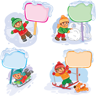 Set Vector Winter Icons With Little Children, Winter, - Vector Graphics (360x360), Png Download