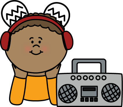 Headphones Clipart Listening Centre - Boy Listening To Radio Clipart (421x366), Png Download