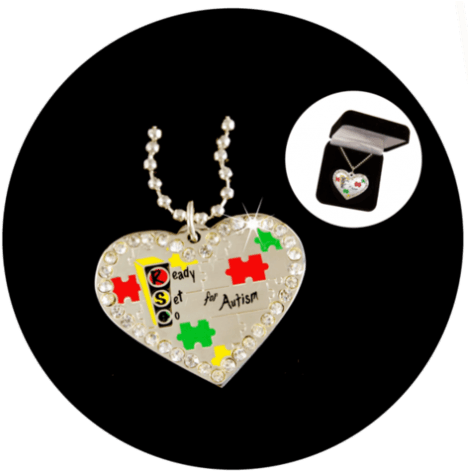 Beautiful Silvertone Large Single Heart Autism Puzzle (475x475), Png Download