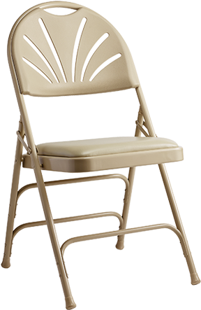 Samsonite 3000 Series Beige Fan Back Padded Folding - Folding Chair Fan Back Fabric Padded Seat (301x524), Png Download