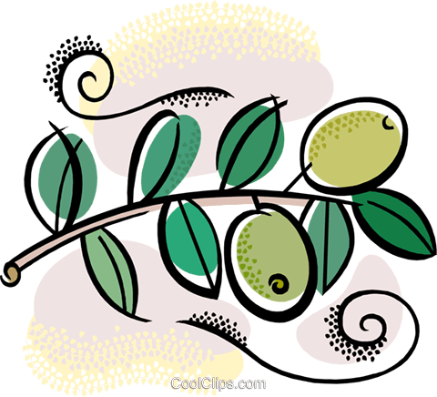 Olive Branch With Olives Royalty Free Vector Clip Art - Olive (480x436), Png Download