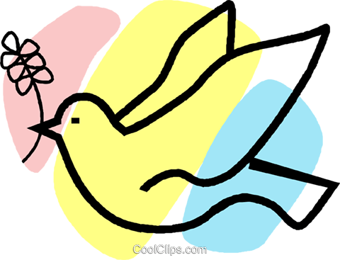 Dove With An Olive Branch In Its Mouth - Clip Art (480x367), Png Download