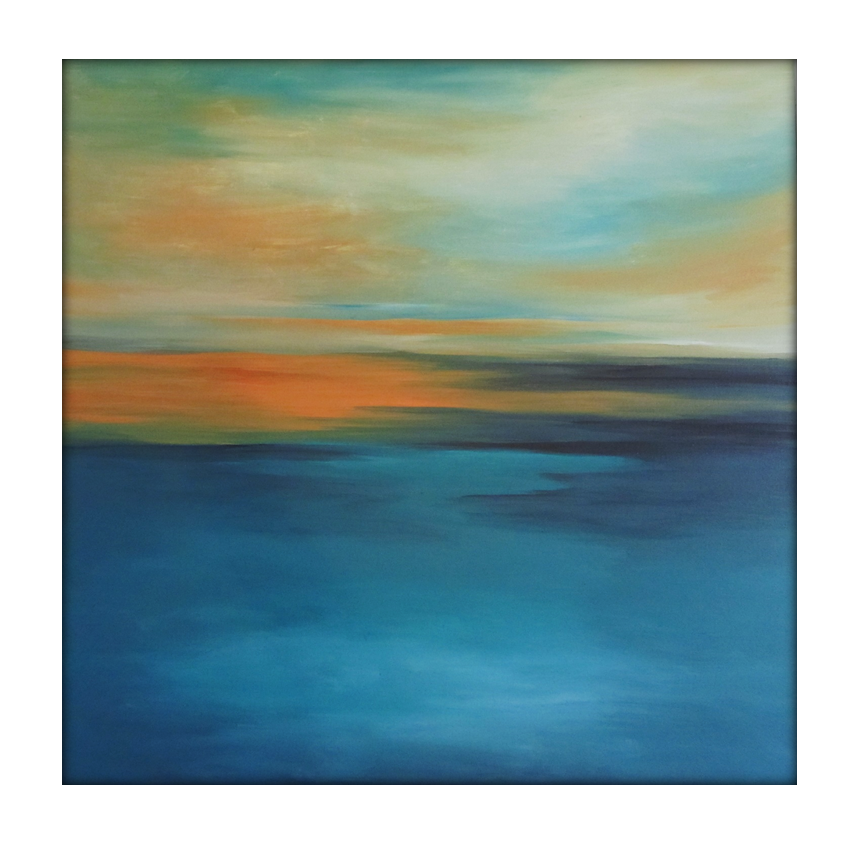 Image Of Orange And Blue Skyline - Abstract Art (862x856), Png Download