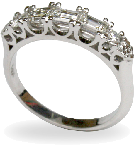 Wedding Band 14k White Gold Baguette Diamonds Wedding - Gold (600x600), Png Download