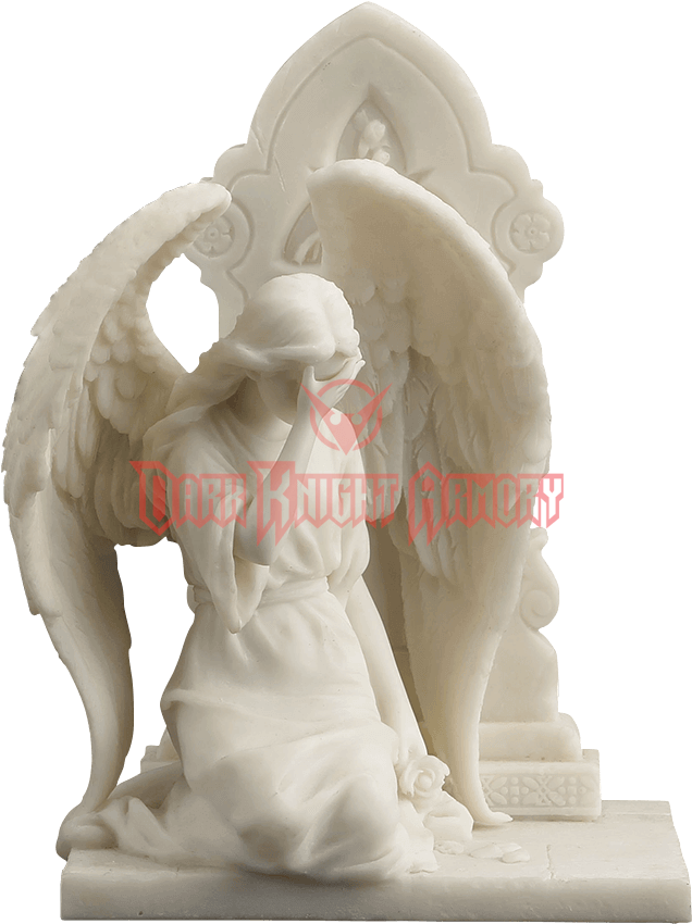 Marble Weeping Angel Kneeling By Tombstone - Transparent Angel (849x849), Png Download